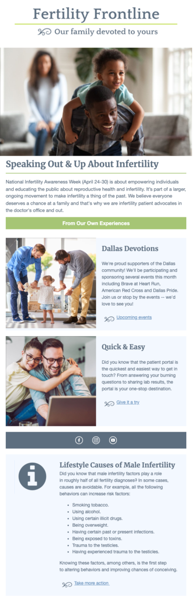 Dallas IVF newsletter image from April 2022 issue